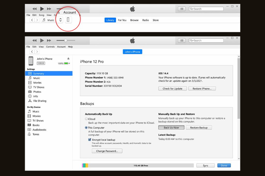 Перенести данные с айфона на айфон по iTunes