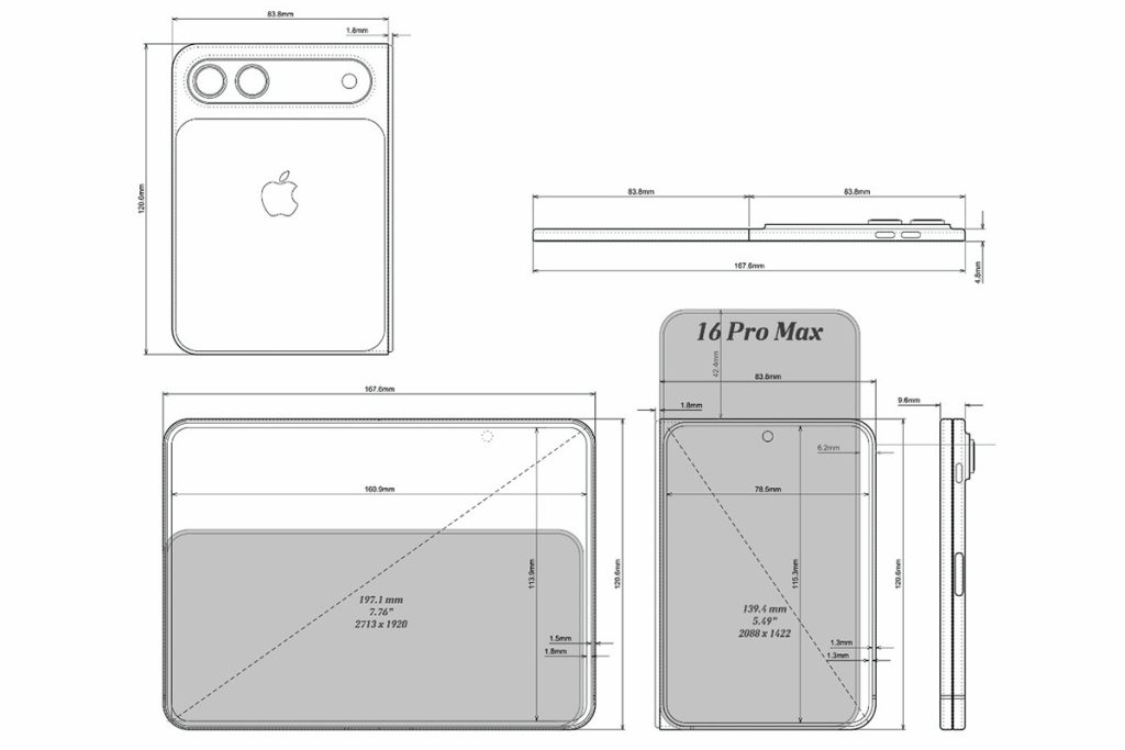 Чертеж патента корпуса складного айфона