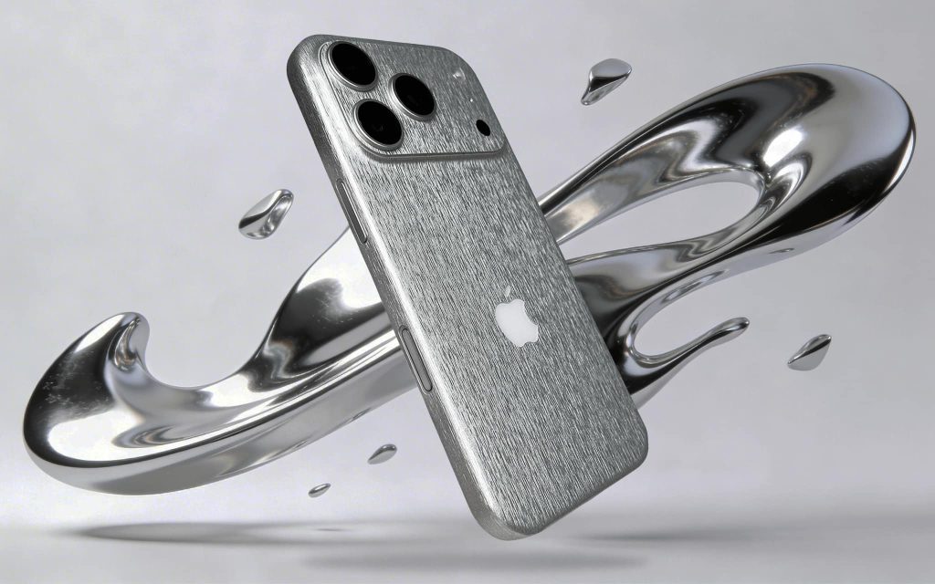 Скин для iPhone 17 Pro Серебряный титан